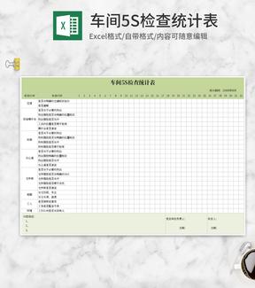 绿色车间5s检查统计表Excel模板