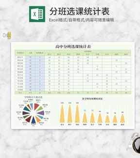 高中分班选课统计表Excel模板