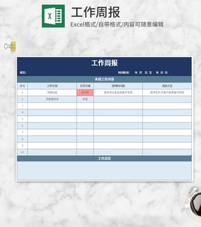 商务蓝色工作周报Excel模板