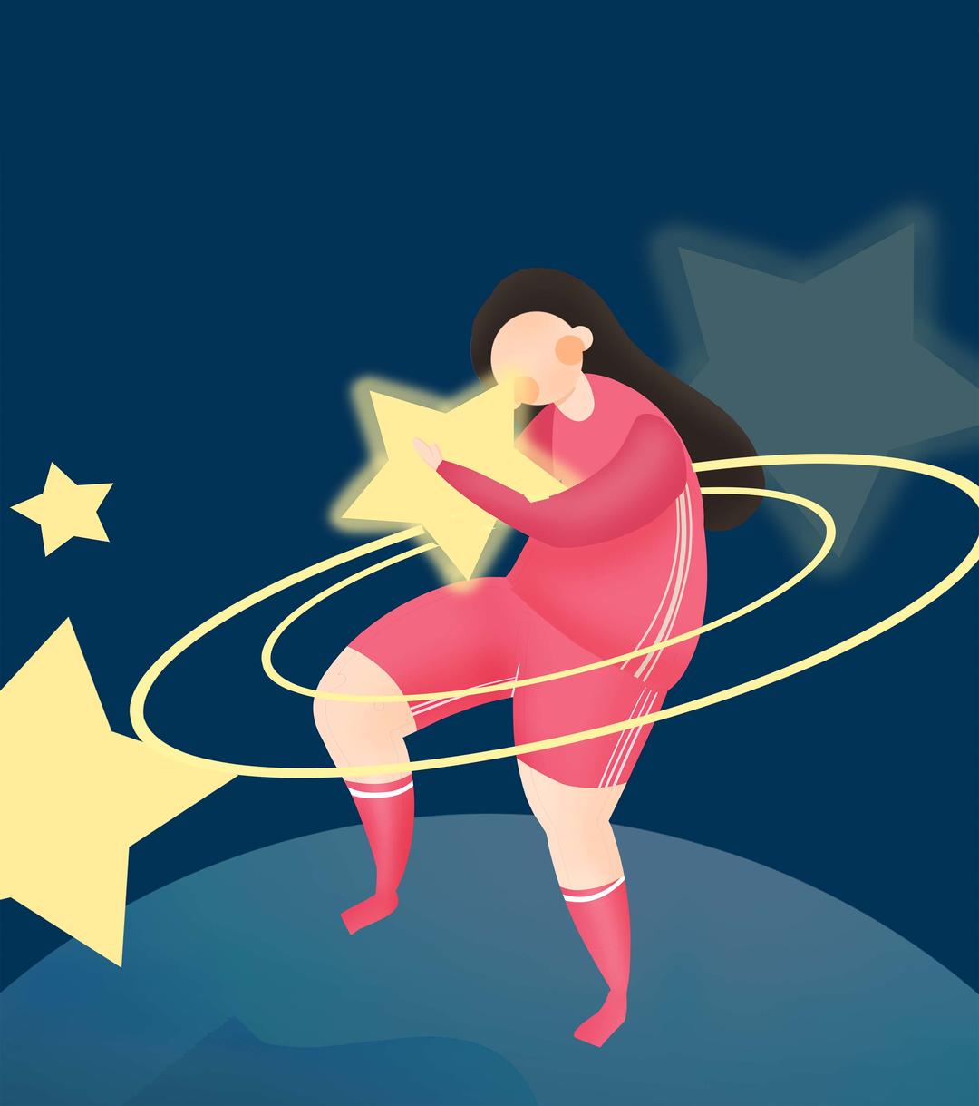 蓝色自闭症夜空宇宙女孩元素