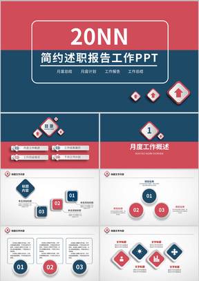 红黑简约风述职报告工作PPT模板