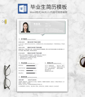 灰色消息框毕业生简历word模板