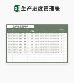 简约绿色订单生产进度计划管理表Excel模板