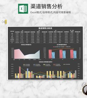 深灰季度渠道销售分析Excel模板