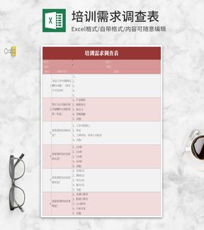 简约红色培训需求调查表Excel模板