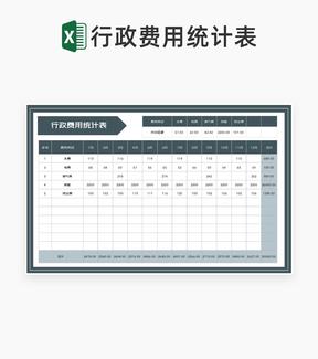 商务风灰色年度行政费用统计表Excel模板