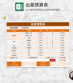 橘色出差预算表Excel模板