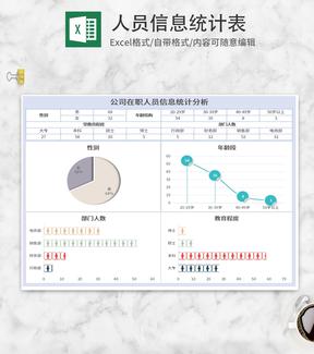 小清新蓝色人员信息统计表Excel模板