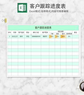 绿色客户跟踪进度表Excel模板