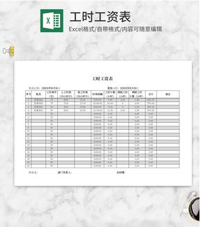 工时工资表Excel模板