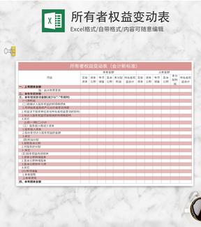 粉色所有者权益变动表Excel模板