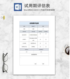 企业员工试用期评估表word模板