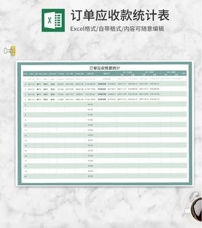 小清新绿色客户订单应收账款统计Excel模板