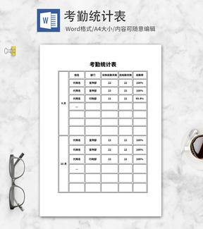 考勤统计表word模板