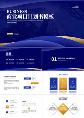 商务风深蓝商业项目计划书汇报PPT模板