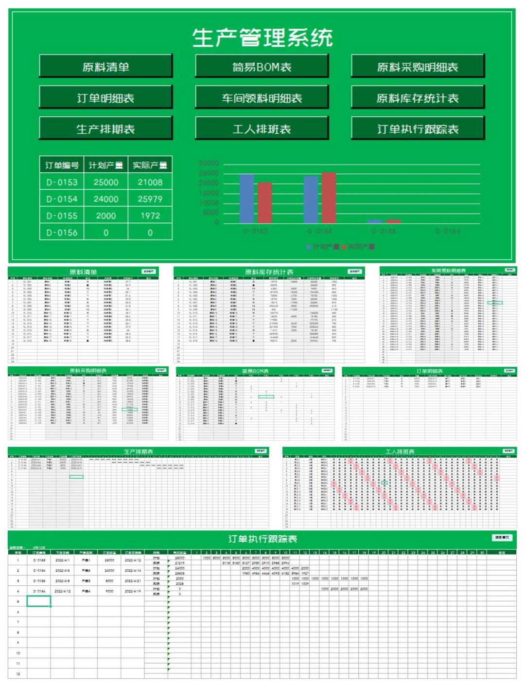 绿色车间生产管理系统excel模板