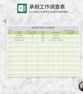 政府部门承担工作调查表Excel模板