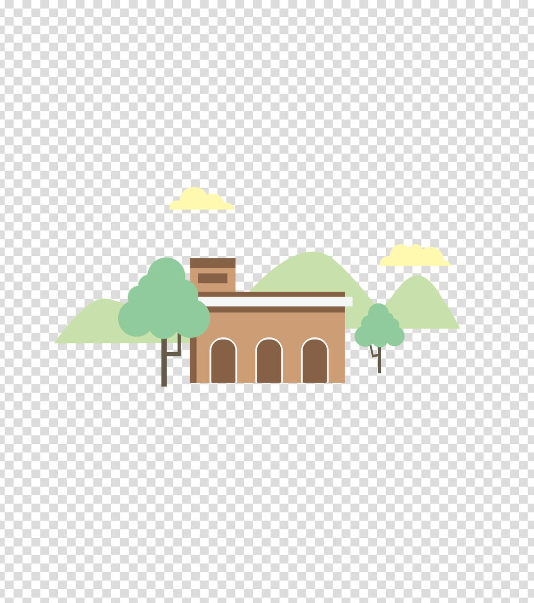 绿色复古建筑风景
