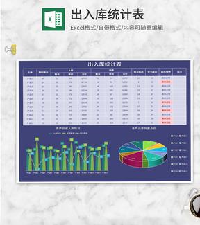 紫色产品出入库统计表Excel模板