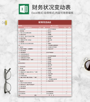 简约风粉色财务状况变动Excel模板