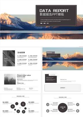 白色极简商务数据报告PPT模板
