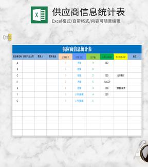 供应商信息Excel统计模板