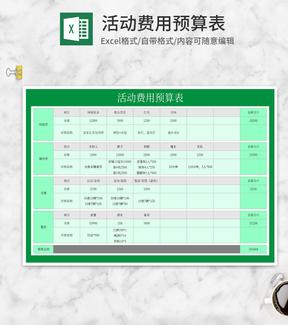 绿色活动费用预算表Excel模板