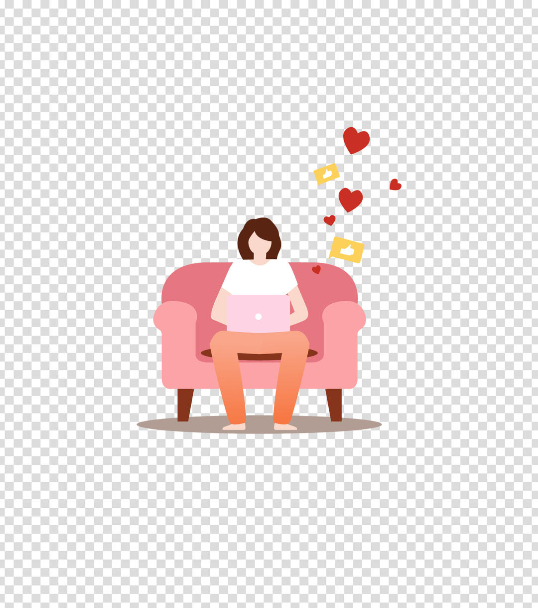 粉色办公女孩插画