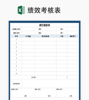 深蓝公司岗位绩效考核表Excel模板