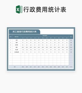 灰色公司员工宿舍行政费用统计表Excel模板