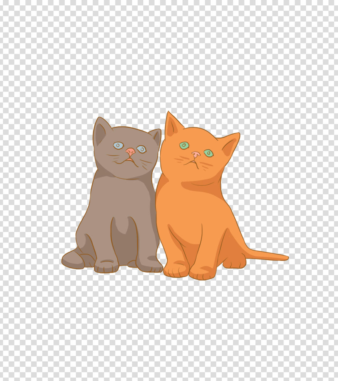 棕色鸳鸯小猫手绘元素