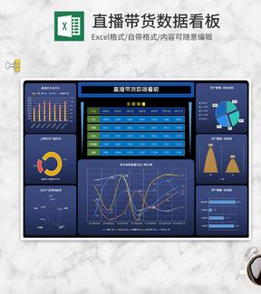 商务深蓝直播带货数据看板Excel模板