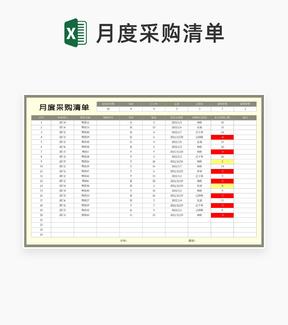 公司月度采购需求清单Excel模板