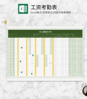 公司员工考勤工资统计表Excel模板