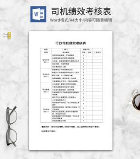 行政司机绩效考核表word模板
