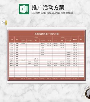 服装店产品推广活动方案Excel模板
