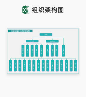 青色车辆制造企业组织架构图Excel模板