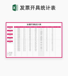 粉色客户合同发票开具统计表Excel模板