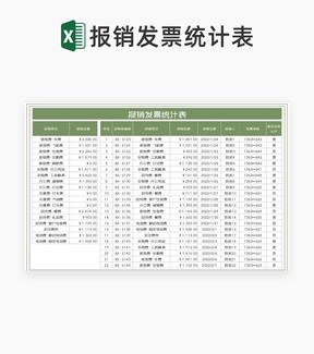 简约绿色公司报销发票统计表Excel模板