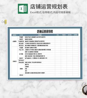 店铺运营规划表Excel模板