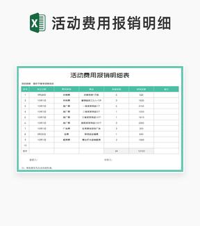 绿色促销活动费用报销明细表Excel模板