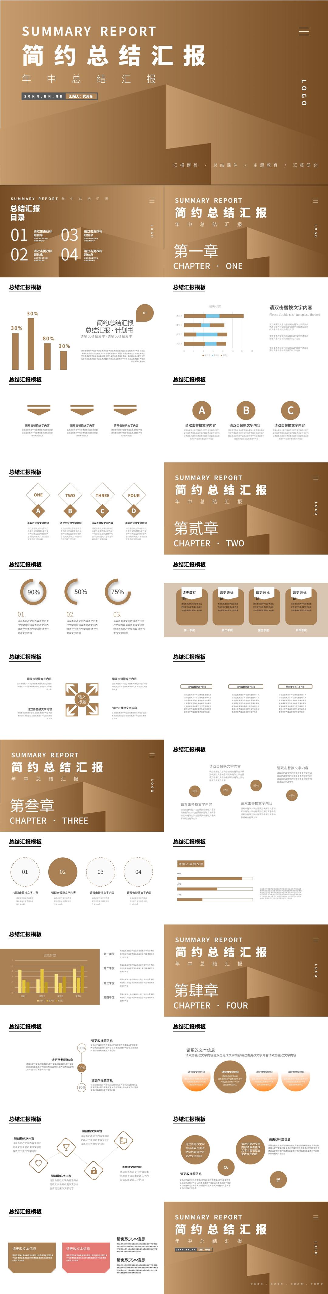 金色微粒体总结汇报PPT模板