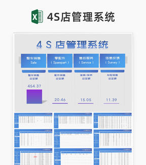 蓝色4S店管理系统Excel模板