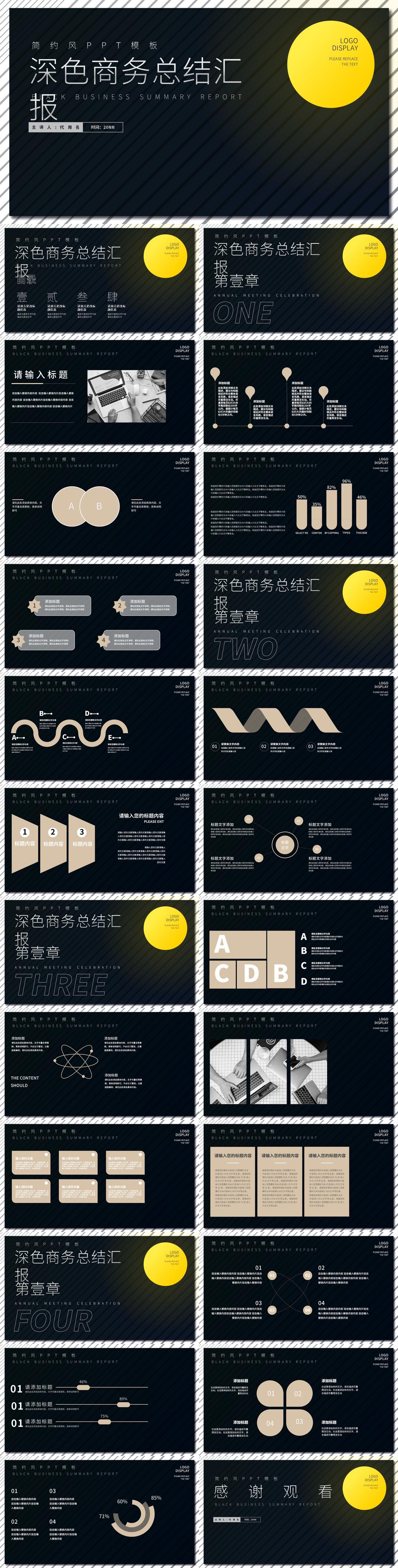 黑色商务风工作总结汇报PPT模板