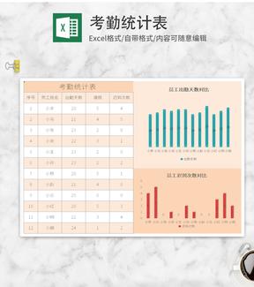 橘色考勤统计表Excel模板