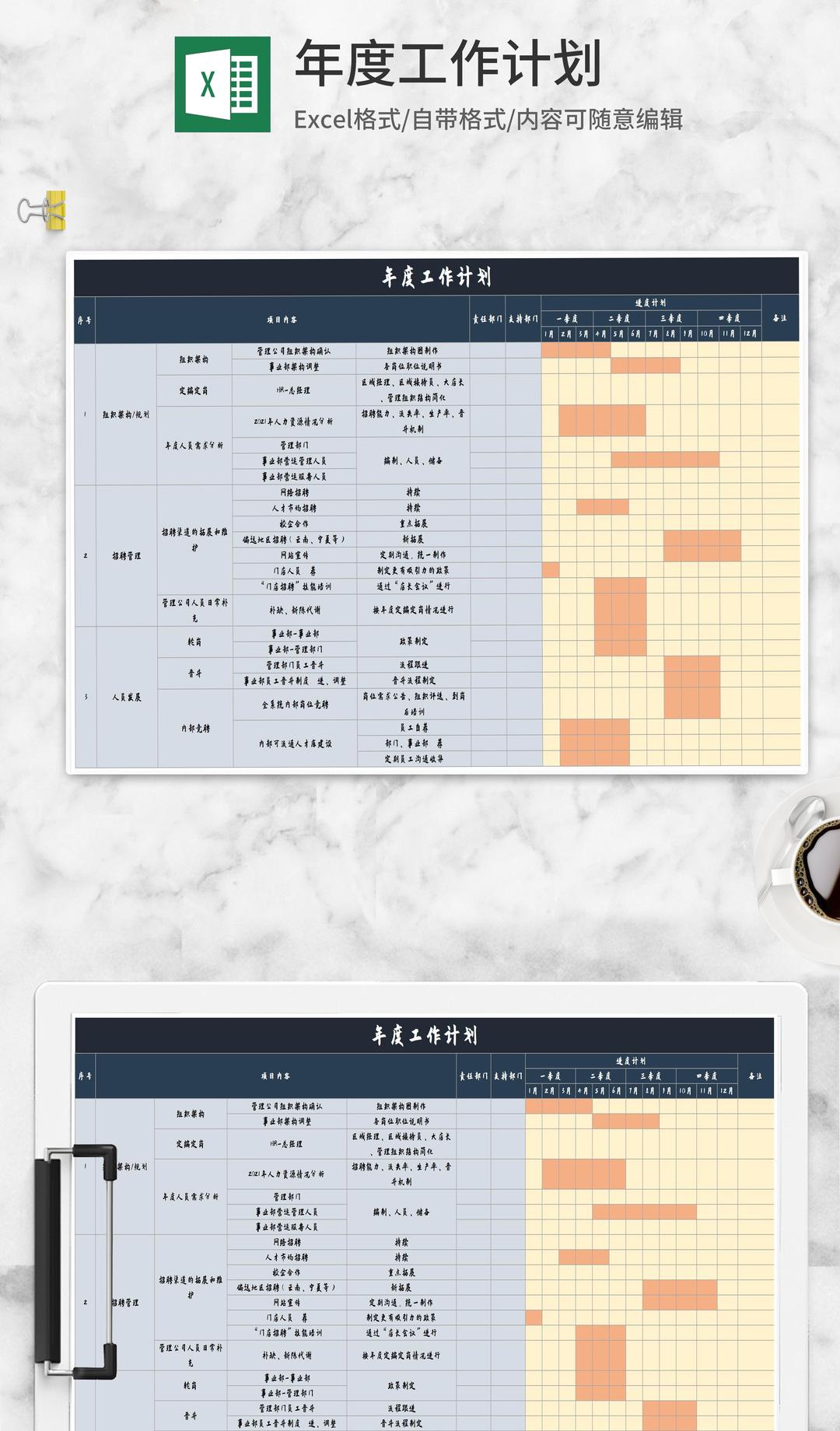 部门年度工作计划Excel模板