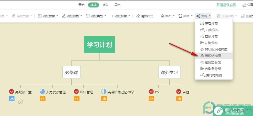WPS PPT思维导图更改主题结构的方法