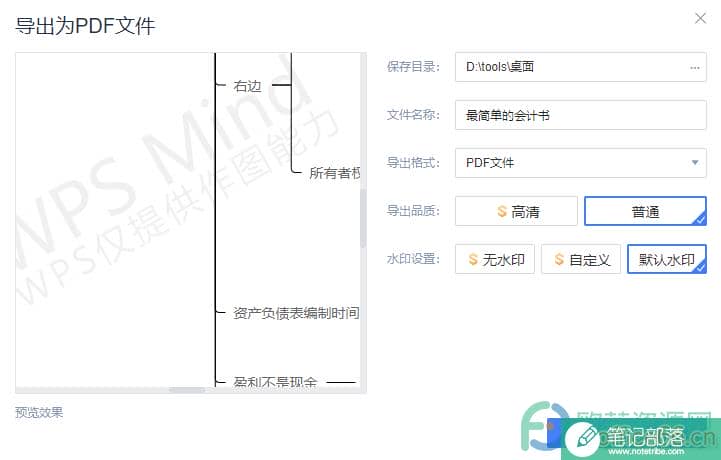 WPS PPT将思维导图导出为PDF文件的方法