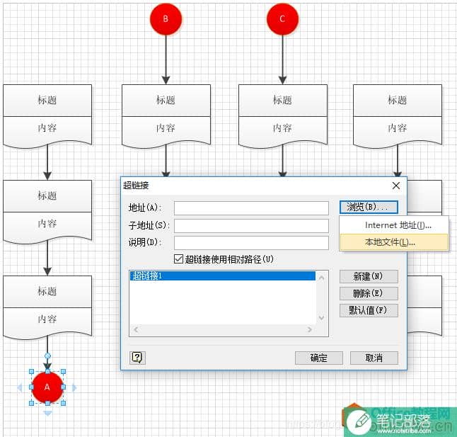 如何使用Visio中的页面内引用（超链接），实现形状之间的跳转