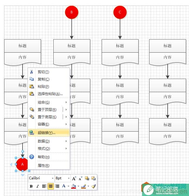 如何使用Visio中的页面内引用（超链接），实现形状之间的跳转